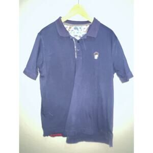Robert Graham Polo Men’s Large Blue Lucifer Laughing Devil Short Sleeve Golf